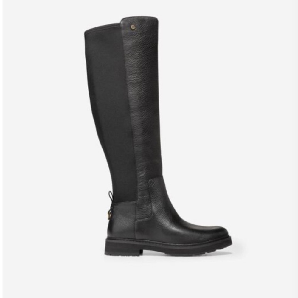 Cole Haan Women's Greenwich Waterproof Leather Tall Boots Black Size 7B